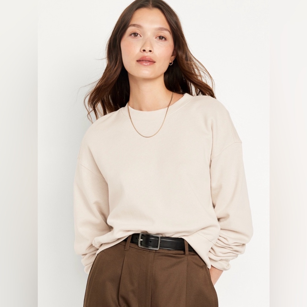 Old Navy Women's SoComfy Drop-Shoulder Crew-Neck Sweatshirt Wish Bone Size L